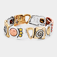 Embossed Abstract Metal Stretch Bracelet