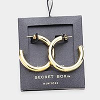 Secret Box _ 14k Gold Dipped Open Hoop Earrings