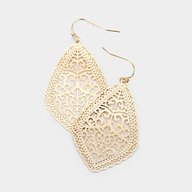 Moroccan Shaped Brass Metal Filigree Earrings