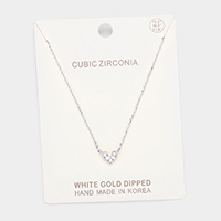 White Gold Dipped Cubic Zirconia Heart Pendant Necklace