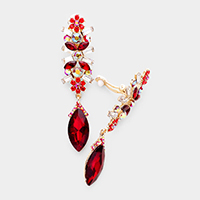 Crystal Marquise Rhinestone Pave Evening Clip On Earrings