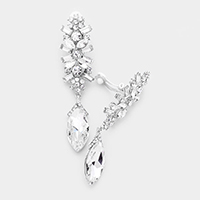 Crystal Marquise Rhinestone Pave Evening Clip On Earrings