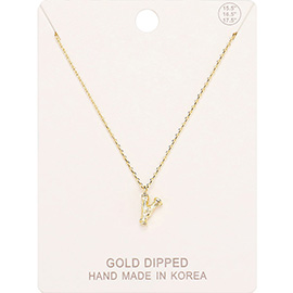-Y- Gold Dipped Monogram Metal Pendant Necklace