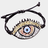 Evil Eye Detail Adjustable Cinch Pull Tie Bracelet