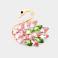 Swan Marquise Stone Cluster Accented Pin Brooch