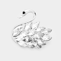 Swan Marquise Stone Cluster Accented Pin Brooch