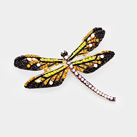 Rhinestone Embellished Dragonfly Pin Brooch