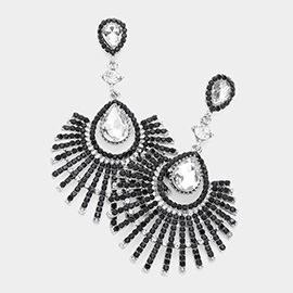 Teardrop Fan Crystal Rhinestone Evening Earrings