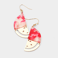 Celluloid Acetate Watermelon Dangle Earrings