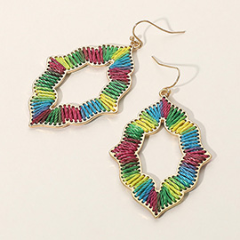 Colorful Threaded Trim Dangle Earrings