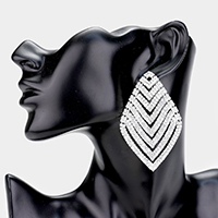 Rhinestone V-Shape Rhombus Evening Earrings