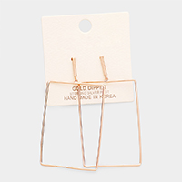 Gold Dipped Metal Bar Rectangular Earring