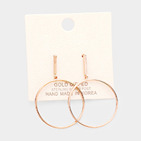 Gold Dipped Metal Bar Open Circle Dangle Earring