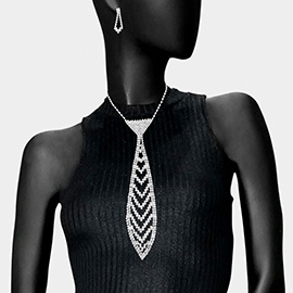 Rhinestone Pave Neck Tie Necklace