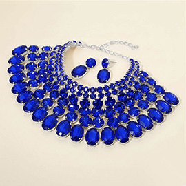 Crystal Glass Bib Statement Necklace