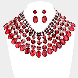 Crystal Glass Bib Statement Necklace