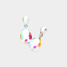 Glass Crystal Teardrop Dangle Earrings