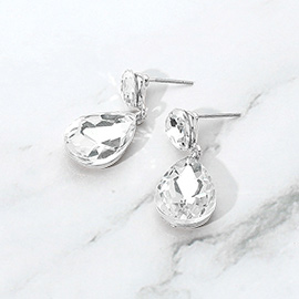 Glass Crystal Teardrop Dangle Earrings