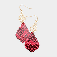 Faux Leather Moroccan Filigree Dangle Earrings