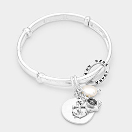 Never Hope Love Message Anchor Charm Metal Stretch Bracelet