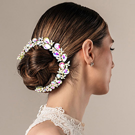 Teardrop Crystal Rhinestone Leaf Vine Hair Comb