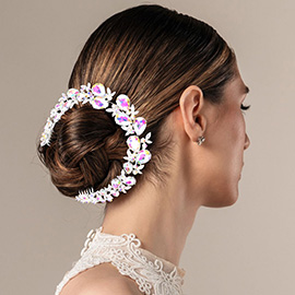 Teardrop Crystal Rhinestone Leaf Vine Hair Comb