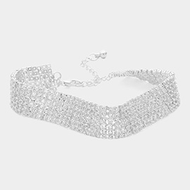 6 Row CZ Stone Embellished Tennis Evening Bracelet