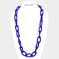 Seed Bead Oval Link Long Necklace