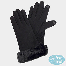 FAUX FUR WRIST SMART GLOVES