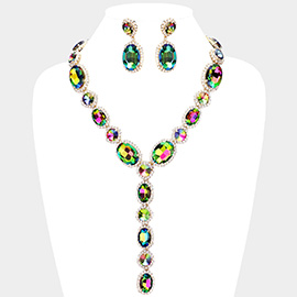 Glass Crystal Rhinestone Y Evening Necklace