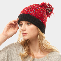 Multi Color Sprinkles Pom Pom Beanie Hat