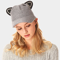 Solid Cat Ear Slouchy Newboy Cap