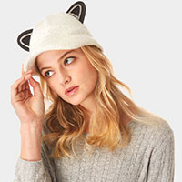 Solid Cat Ear Slouchy Newboy Cap