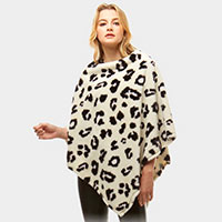 Leopard Pattern Faux Fur Poncho