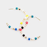 Colorful Bead Pearl Hoop Earrings 