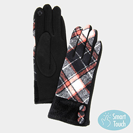 Faux Fur Plaid Smart Gloves