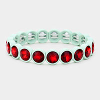 Crystal Stone Resin Bezel Trim Stretch Bracelet