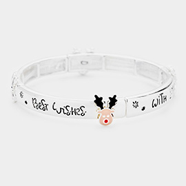 Enamel Rudolph Pointed Christmas Message Stretch Bracelet