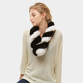 Faux Fur Twisted Pull Through Scarf