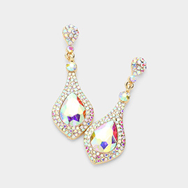 Teardrop Crystal Rhinestone Pave Evening Earrings