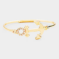 Anchor Rhinestone Metal Hook Bracelet 