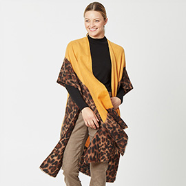 Leopard Border Cozy Kimono Poncho