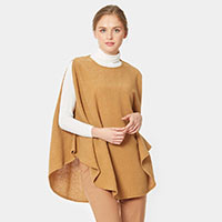 Open Shoulder Solid Poncho