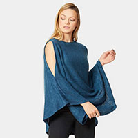 Open Shoulder Solid Poncho