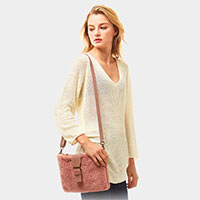 Sherpa Fleece Belt Crossbody Bag 