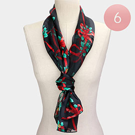 6PCS - Silk Feel Christmas Pattern Print scarf