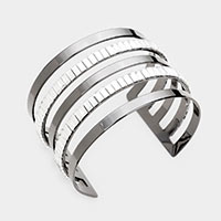 Baguette Cut Statement Split Layer Cuff Bracelet