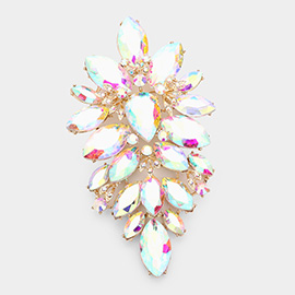 Oversized Glass Crystal Marquise Pin Brooch