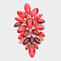 Oversized Glass Crystal Marquise Pin Brooch 