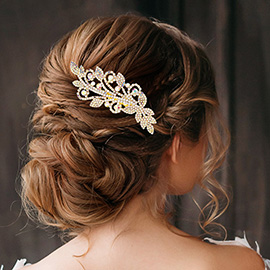 Rhinestone Pave Sprout Hair Comb